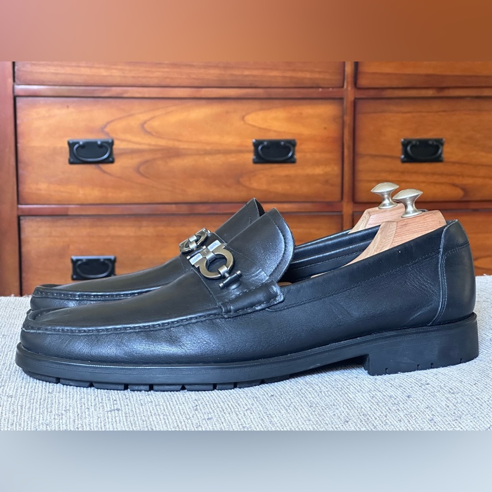 Salvatore Ferragamo David Horsebit Men’s Black Leather Dress Loafers Size 13 D - Picture 9 of 14